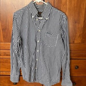 Navy and white Ben Sherman gingham check long sleeve button down shirt